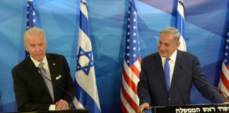 Then-Vice President Joe Biden, left, and Prime Minister Benjamin Netanyahu, in 2016