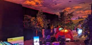An exhibition showing the camping area at the Nova Music Festival in Israel.