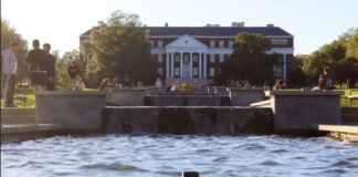 Photo of a large building from across a reflection pool.