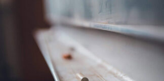 Chalkboard in a classroom.