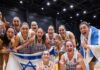 Israel&rsquo;s U20 women&rsquo;s basketball team celebrates its silver medal win on the court at European Championship in Lithuania July 12.
