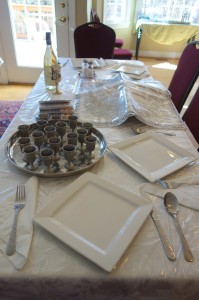 A table prepared for Shabbat Across America at JewishROC. Photo by Dawn Hardgrave