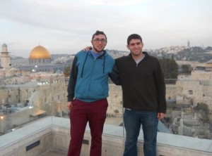 AU student Aaron Stein, right, and former AU student Jake Gillis pose for a snapshot during the semester at Hebrew University.