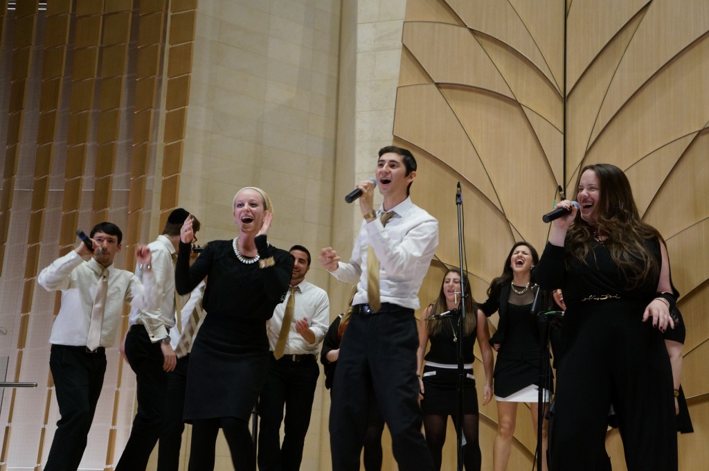 Members of Tizmoret sing an encore after winning 1st place in the National Collegiate Jewish A Cappella Competition.  Photos by Geoffrey W. Melada