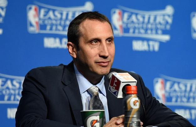 Cavaliers coach David Blatt speaks to the media last month before Game 4 of the Eastern Conference finals in Cleveland against the Atlanta Hawks. JTA