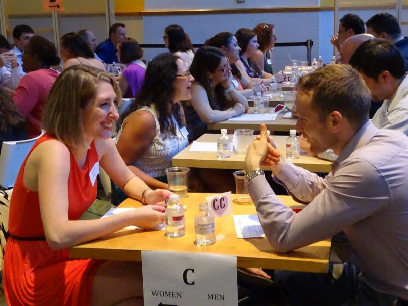 Lox Meets Bagel speed dating participants get to know each other.Photo by S...