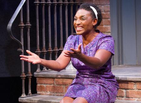 Dawn Ursula portrays Jacqueline Marie in Queens Girl in the World as she comes to understand the world beyond her stoop, at Theater J. Photo courtesy of Theater J