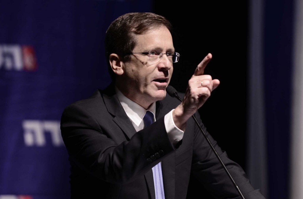 Israeli opposition leader Isaac Herzog says he would freeze settlement building outside blocs that Israel expects to return as part of a final-status agreement with the Palestinians.Photo: Tomer Neuberg/Flash90