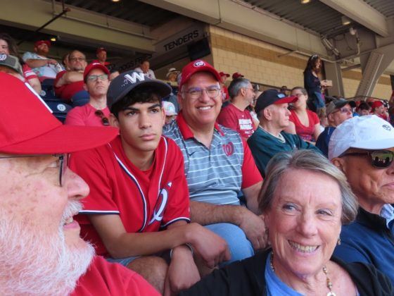 Members of Tikvat Israel Congregation, including Rabbi Marc Israel and his family, cheers on the Washington Nationals to a 9-3 victory over the Philadelphia Phillies on Fathers’ Day