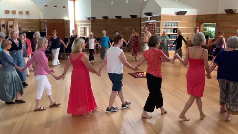 Sacred Circle dancers “move in a very mindful way. That’s what makes it meditative,” says Evelyn Beck, who founded the group