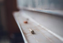 Chalkboard in a classroom.