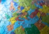 A map of Europe that looks like a puzzle.