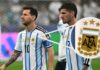 The crest worn by members of Argentina's national soccer team, including #10 Lionel Messi, was designed by a Jewish soccer fan named Norberto "Toto" Rud in 1976. Messi is seen here during a World Cup game on June 22, 2026.